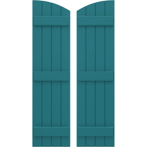 Ekena Millwork Americraft 4-Board (3 Batten) Wood Joined Board-n-Batten Shutters w/Ellipt Top, ARW401BE414X77ANH, PR ARW401BE414X77ANH - main